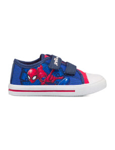 Sneakers primi passi blu da bambino con stampa Spiderman