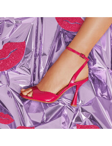 Sandali peep-toe fucsia effetto vernice da donna con tacco a rocchetto 9 cm Swish Jeans
