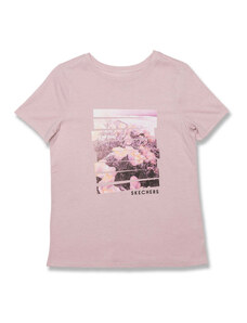 T-shirt rosa da donna con stampa Skechers Dreamy Escape Tee