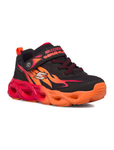 Scarpe sportive nere e arancioni da bambino con luci Skechers S-Lights: Thermo Flash - Heat-Flux
