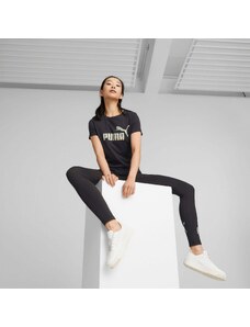 T-shirt nera da donna con logo iridescente Puma Essentials+ NOVASHINE