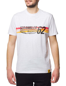 T-shirt bianca da uomo con logo sul petto Scrambler Ducati Heritage 62