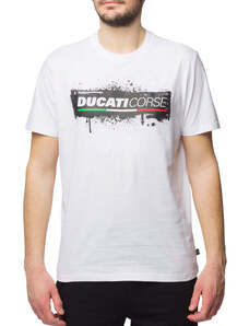 T-shirt bianca da uomo con logo sul petto Ducati Corse