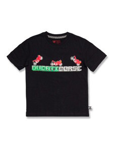 T-shirt nera da bambino con logo sul petto Ducati Corse T-Bargellino