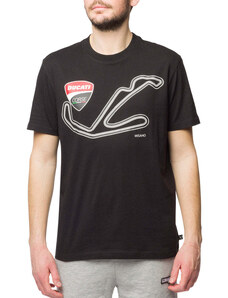 T-shirt nera da uomo con stampa sul petto Ducati Corse Misano Racing