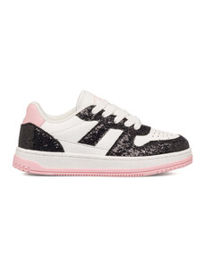Sneakers bianche e rosa da bambina con paillettes nere Swish Jeans