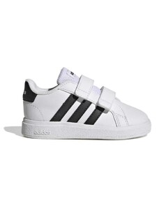Sneakers primi passi bianche da bambino con strisce a contrasto adidas Grand Court 2.0 Cf