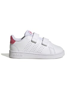 Sneakers primi passi bianche da bambino con dettagli rossi e strisce traforate adidas Advantage CF I