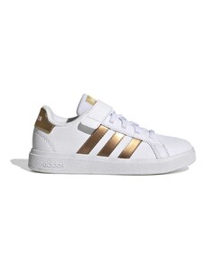 Sneakers bianche da bambina con strisce oro adidas Grand Court 2.0 El K