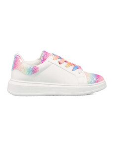 Sneakers bianche da bambina con glitter arcobaleno 10 Baci