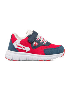 Sneakers rosse e blu da bambino con logo laterale Ducati