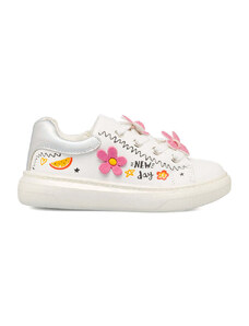 Sneakers primi passi bianche da bambina con fiorellini Le scarpe di Alice