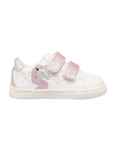 Sneakers primi passi bianche e rosa da bambina con unicorno Le scarpe di Alice