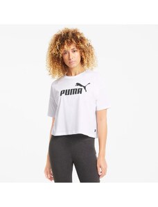 T-shirt corta bianca da donna Puma Essentials Cropped Logo