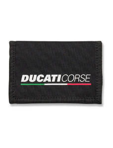 Portafoglio nero in tessuto con logo Ducati Corse