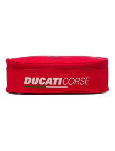 Astuccio ovale rosso in tessuto con badge Ducati Corse