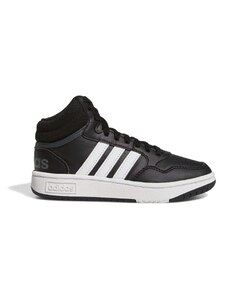 Sneakers alte nere da bambino con strisce a contrasto adidas Hoops Mid 3.0 K
