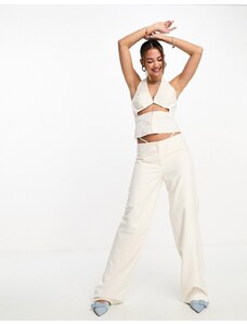 Kyo The Brand - Pantaloni bianchi con fascette in vita in coordinato-Bianco