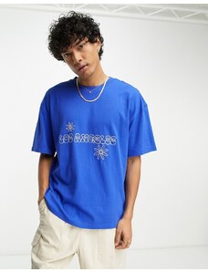 PacSun - T-shirt squadrata blu con cuciture