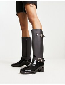 ASOS DESIGN - Ginny - Stivali da pioggia stile equitazione neri-Nero
