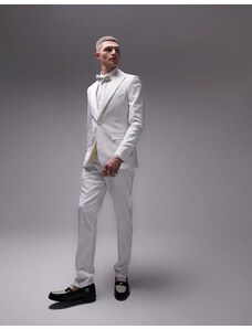 Topman - Pantaloni skinny bianchi da smoking-Bianco
