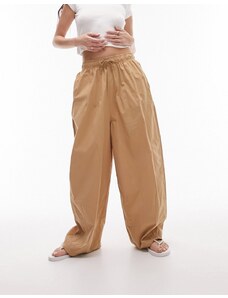 Topshop - Pantaloni oversize a palloncino in cotone color cammello-Neutro