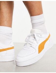 Puma - CA Pro - Sneakers bianche con dettagli gialli in camoscio-Bianco