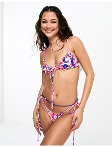 Kulani Kinis - Perizoma del bikini con laccetti laterali e stampa floreale Tipsy Dip-Multicolore