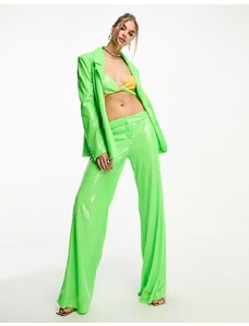 Annorlunda - Pantaloni da abito larghi verde acceso con paillettes