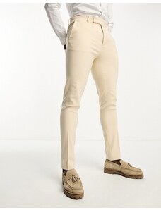 ASOS DESIGN - Pantaloni da abito Oxford skinny color sabbia-Neutro