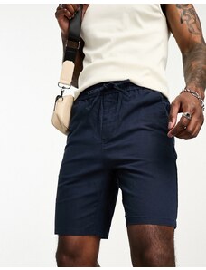 Only & Sons - Pantaloncini blu navy in misto lino con vita elasticizzata