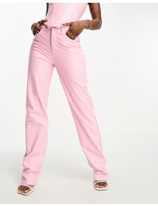 Naked Wardrobe - Pantaloni dritti in pelle sintetica rosa effetto coccodrillo