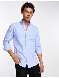 Selected Homme - Camicia vestibilità classica in cotone azzurra a quadri-Blu