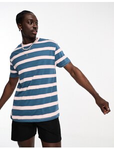 ASOS DESIGN - T-shirt comoda a righe verde azzurro e rosa-Multicolore