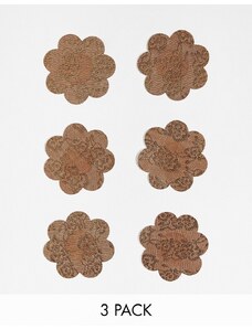 ASOS DESIGN - Confezione da 3 paia di copricapezzoli in tessuto marroni-Brown