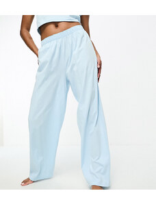 ASOS Petite ASOS DESIGN Petite - Mix & Match - Pantaloni del pigiama in cotone blu con finiture a festoncino