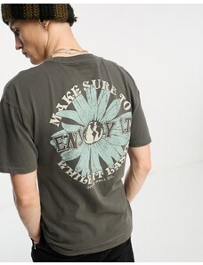 Vans - T-shirt grigia con stampa vintage "Enjoy It" sul retro-Grigio
