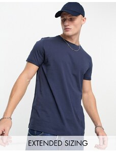 ASOS DESIGN - T-shirt blu navy con risvolto sulle maniche