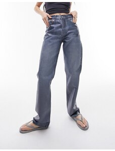 Topshop - Dad jeans blu con lamina olografica