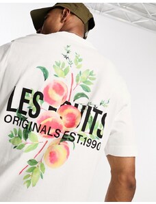 Jack & Jones Originals - T-shirt oversize bianca con stampa Les Fruits-Bianco