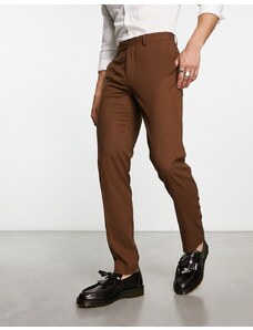 ASOS DESIGN - Pantaloni eleganti slim marroni-Brown