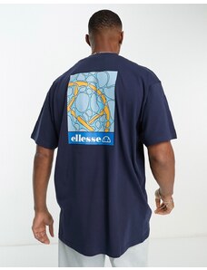 ellesse - Aquria - T-shirt blu navy con stampa sul retro