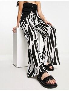 ASOS DESIGN - Pantaloni in mussola con stampa bianchi e neri-Multicolore