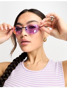 Le Specs - Occhiali da sole ovali viola cromato da festival