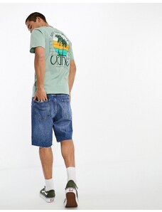 Vans - Sunset - T-shirt vintage verde con stampa di due palme sul retro