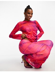 Vero Moda - Top in rete rosa tie-dye in coordinato