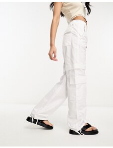 Pull&Bear - Pantaloni cargo bianco sporco con zip