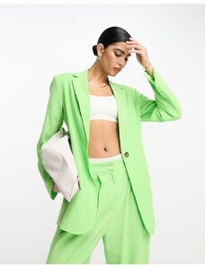 ASOS DESIGN - Blazer da abito slim fit verde in misto lino