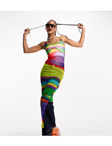Calvin Klein Jeans - Pride - Vestito in rete con dorso a vogatore e stampa-Multicolore