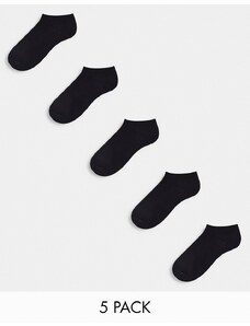 ASOS DESIGN - Confezione da 5 paia di calzini sportivi neri-Nero